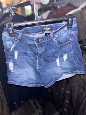 Black Label Blue Distressed Denim Jean Shorts